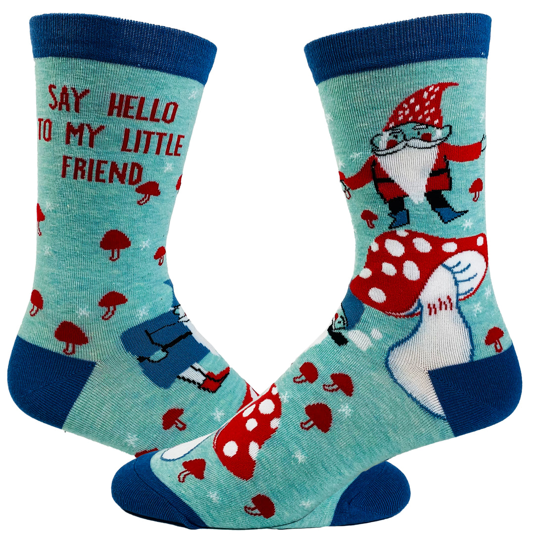 Funny Blue Women's Say Hello To My Little Friend Sock Nerdy Sarcastic Tee