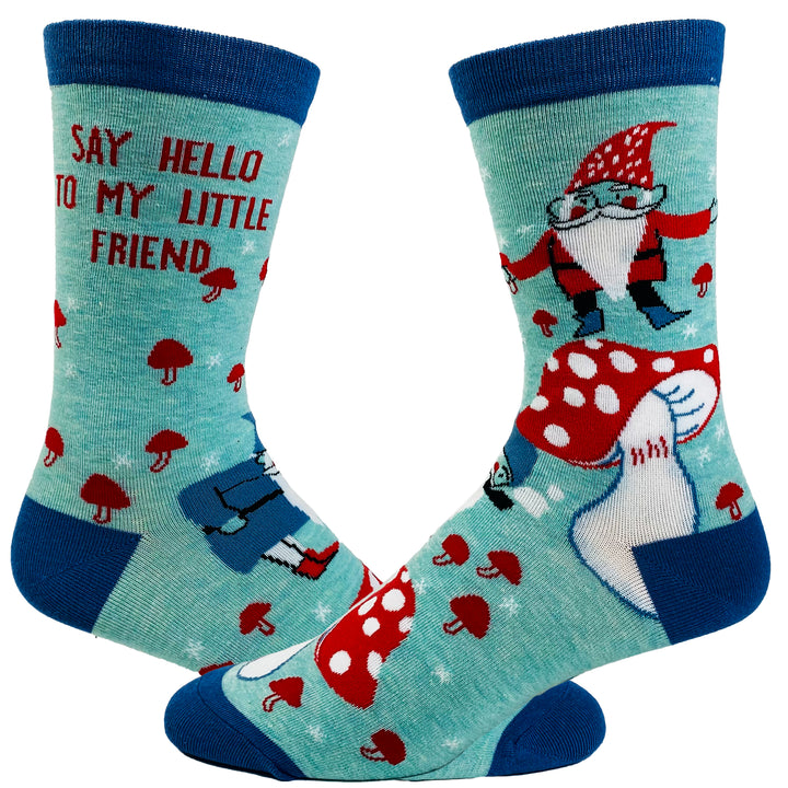 Funny Blue Women's Say Hello To My Little Friend Sock Nerdy Sarcastic Tee