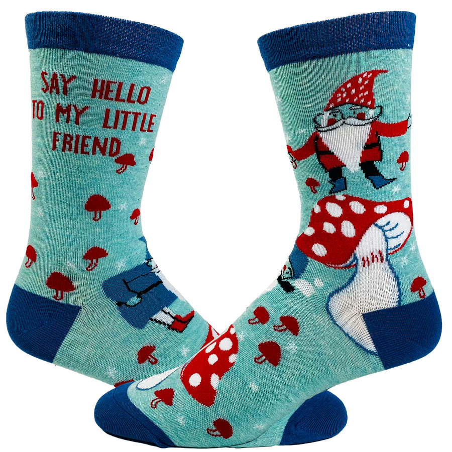 Funny Blue Women's Say Hello To My Little Friend Sock Nerdy Sarcastic Tee