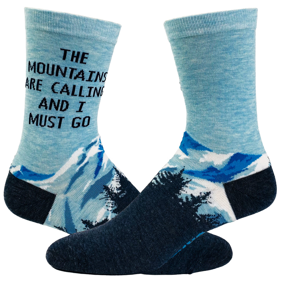 Funny Mountains Calling Men's The Mountains Are Calling And I Must Go Sock Nerdy Camping Tee