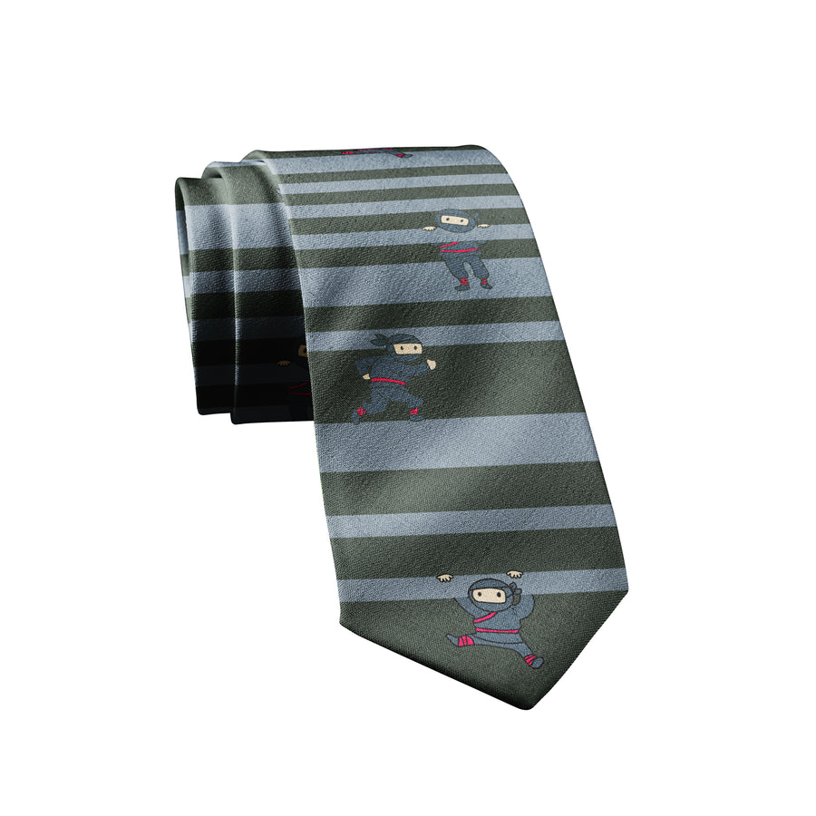 Funny Grey Ninjas Neck Tie Nerdy Ninja Tee
