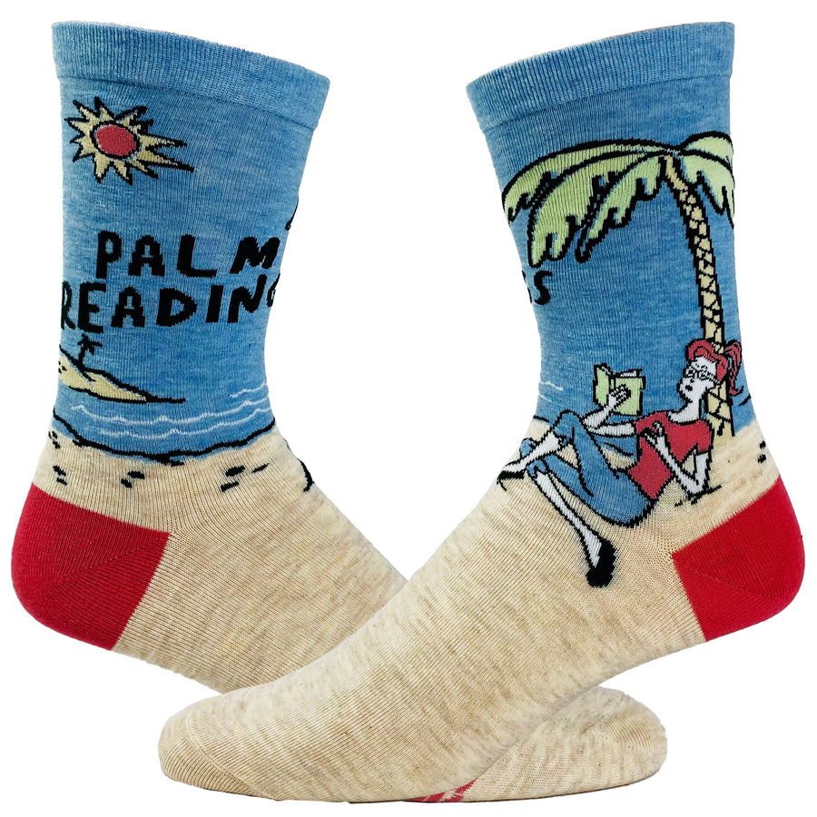 Funny Multi Women's Palm Reading Sock Nerdy Vacation Tee