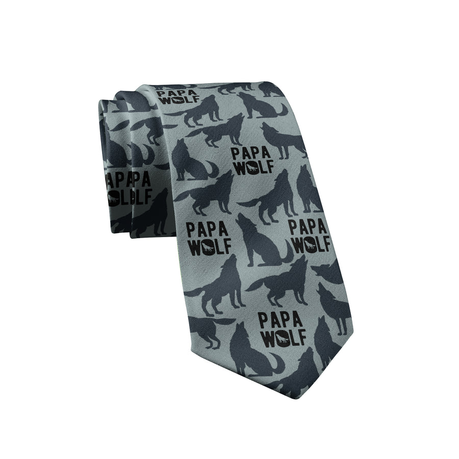 Funny Papa Wolf Papa Wolf Neck Tie Nerdy Father's Day Animal Tee