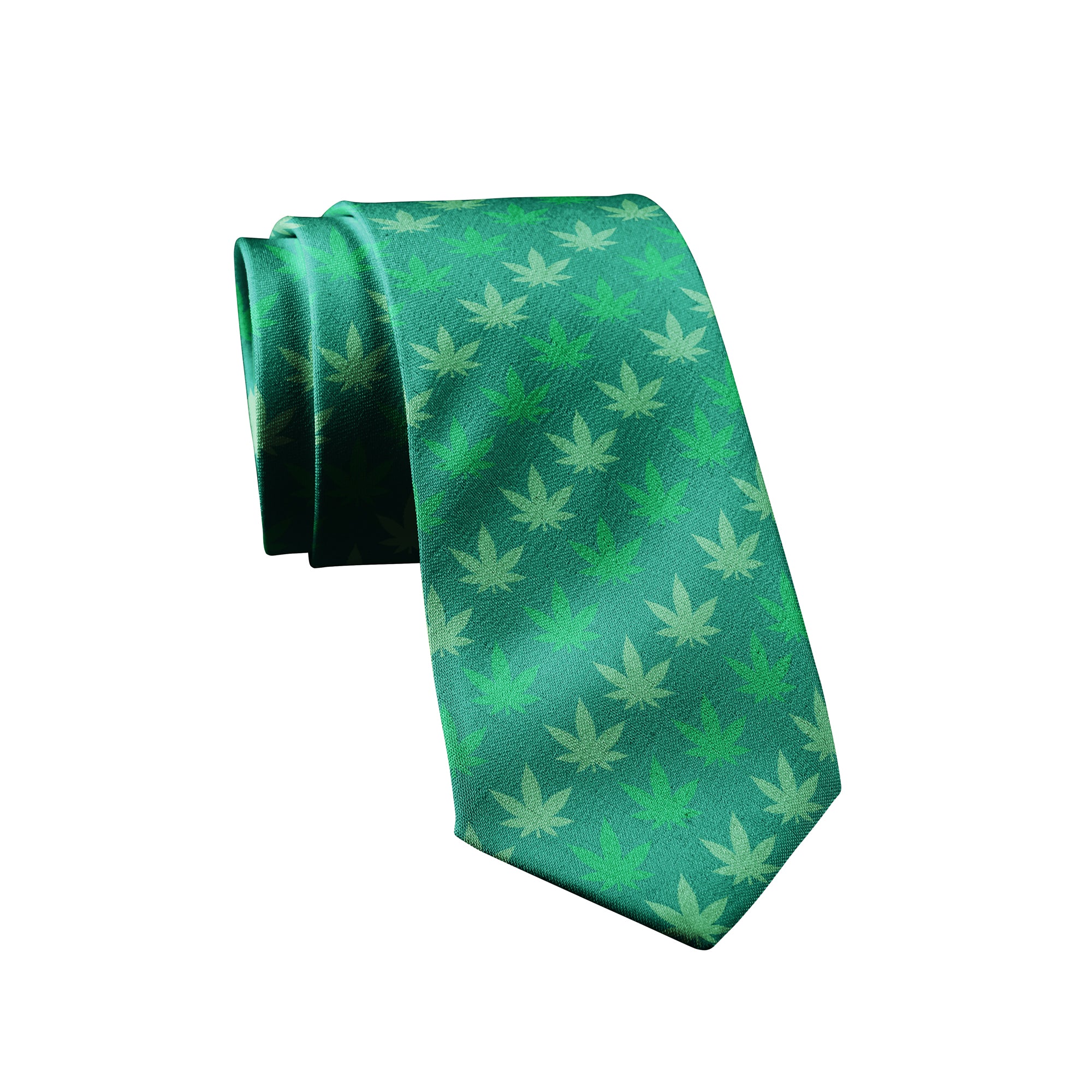 Funny Green Pot Leaves Neck Tie Nerdy 420 Tee