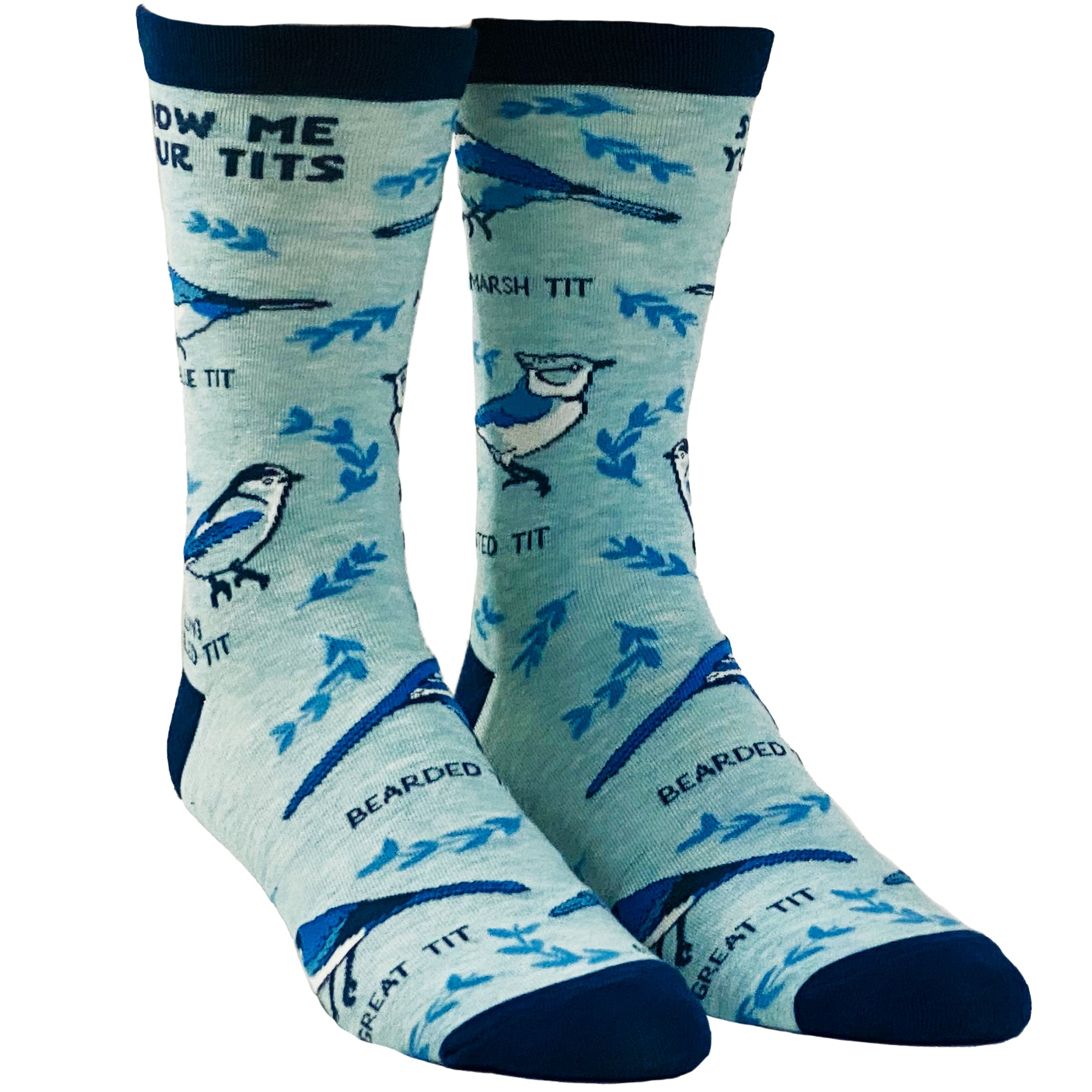Funny Blue Men's Show Me Your Tits Sock Nerdy Sex Animal Tee