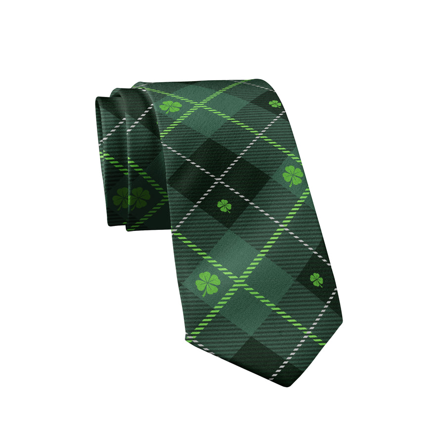 Funny Green St. Patrick's Day Plaid Neck Tie Nerdy Saint Patrick's Day Tee
