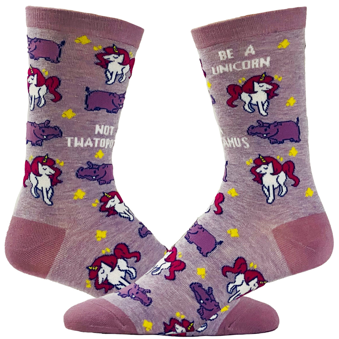 Funny Unicorn Women's Be A Unicorn Not A Twatopotamus Sock Nerdy Animal Unicorn Tee