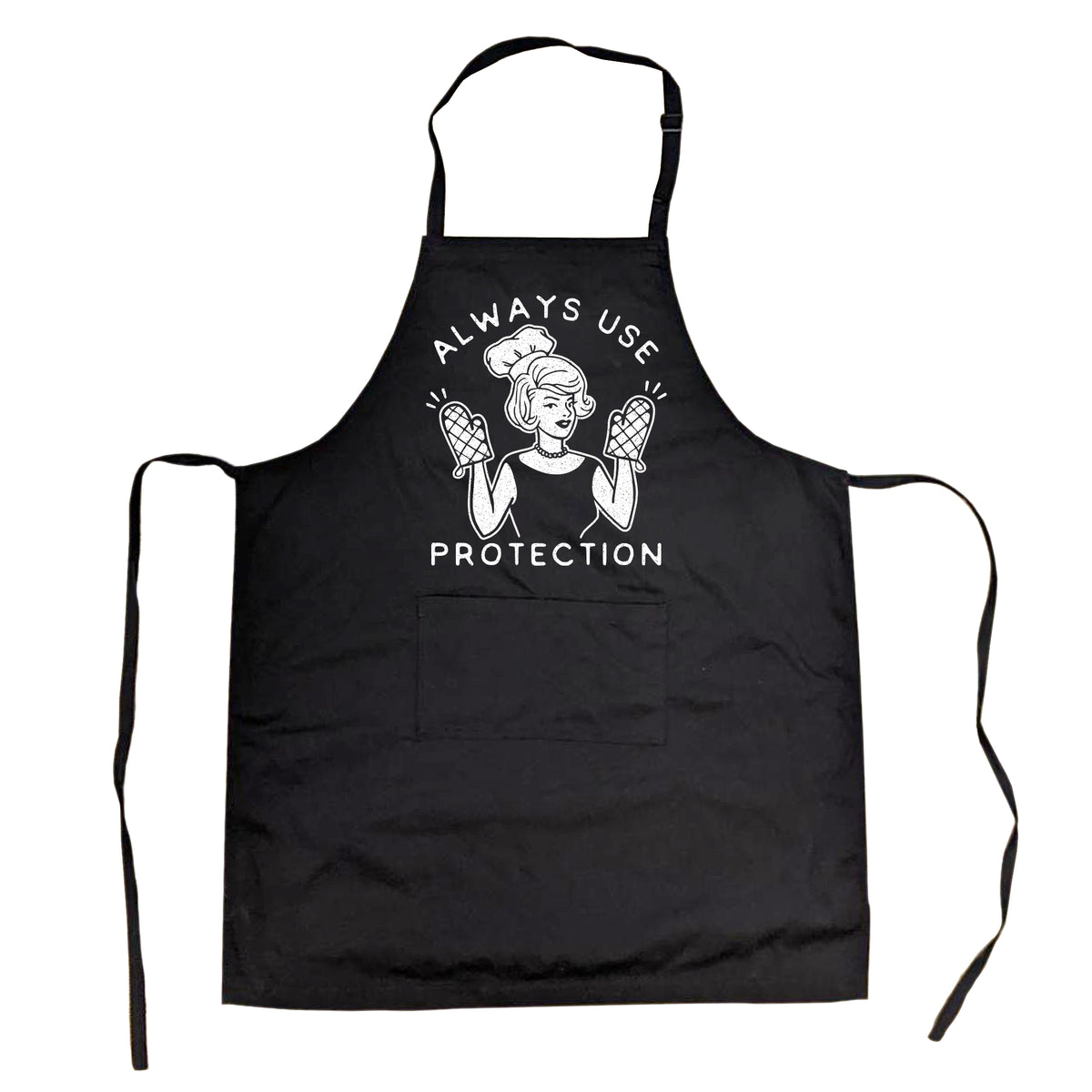 Funny Black Always Use Protection Woman Apron Nerdy Sex Tee