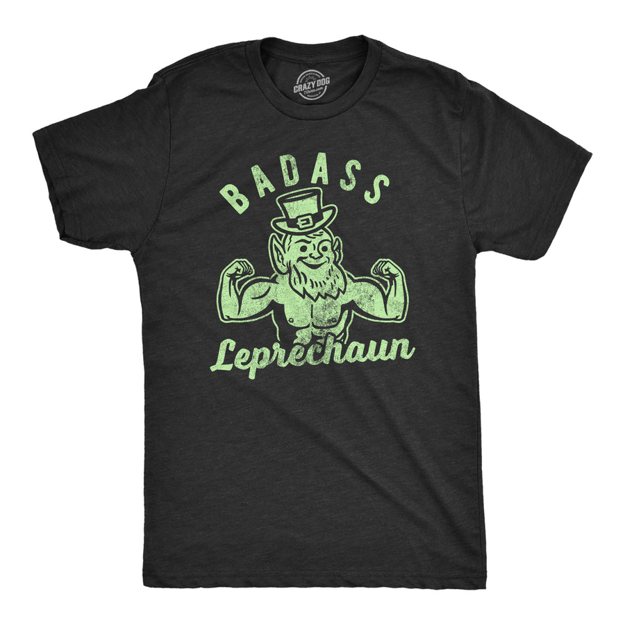 Funny Heather Black Badass Leprechaun Mens T Shirt Nerdy Saint Patrick's Day Fitness Tee