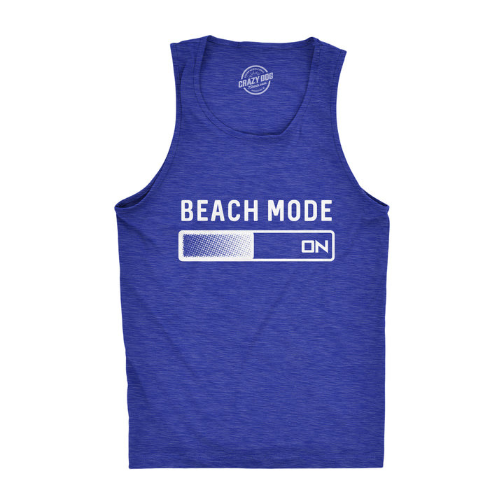 Funny Heather Royal Beach Mode Mens Tank Top Nerdy Vacation Tee