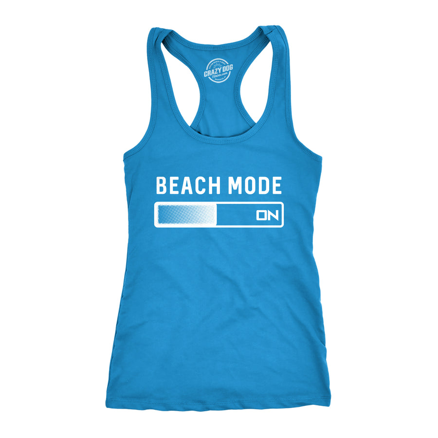 Funny Turquoise Beach Mode Womens Tank Top Nerdy Vacation Tee