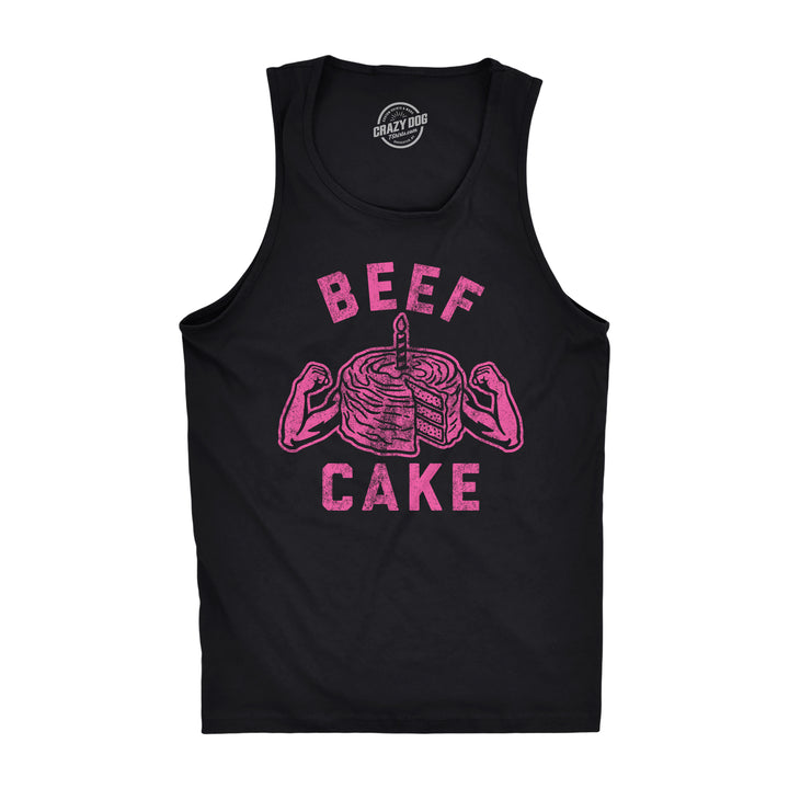 Funny Black Beef Cake Mens Tank Top Nerdy Fitness Food Tee