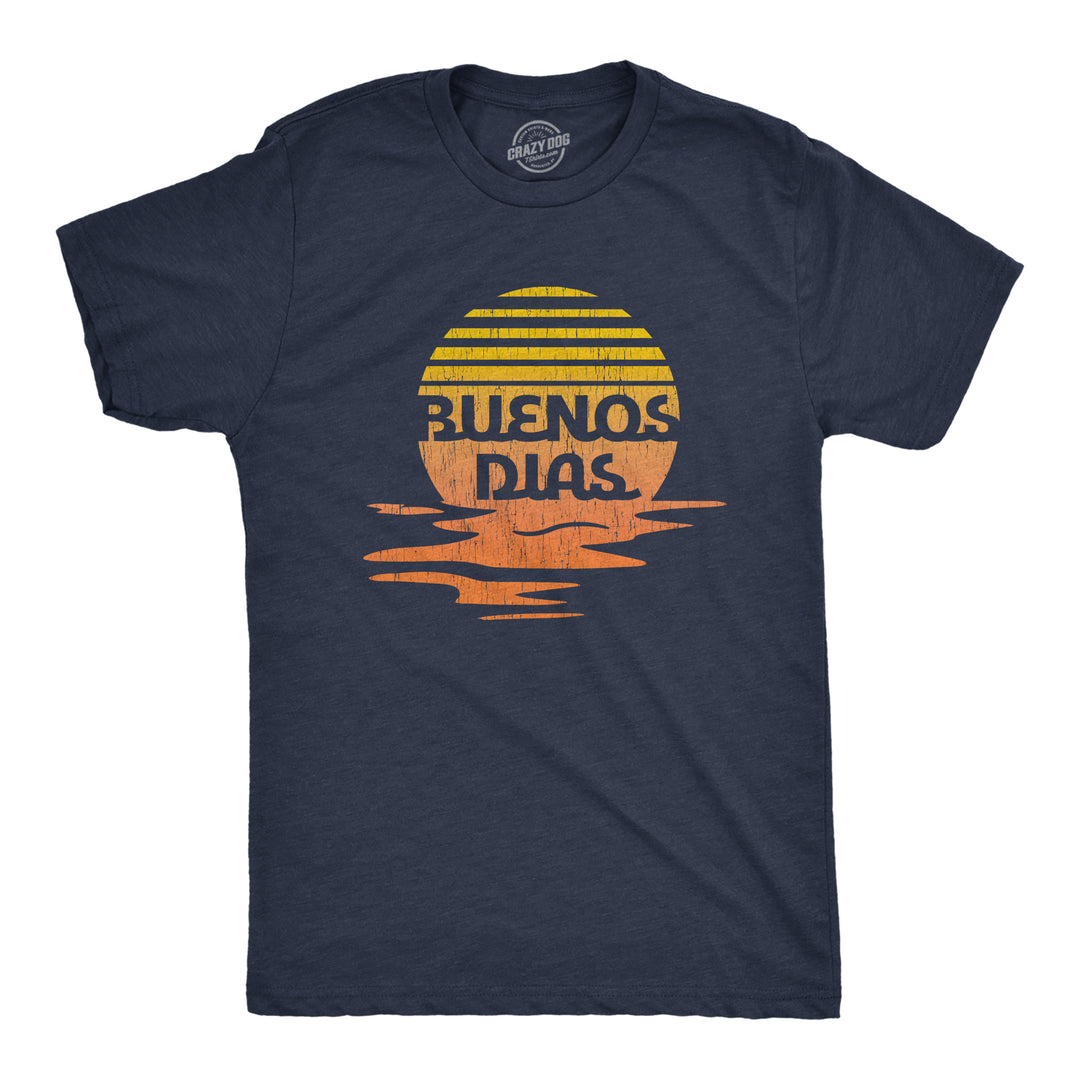 Funny Heather Navy Buenos Dias Mens T Shirt Nerdy Vacation Tee
