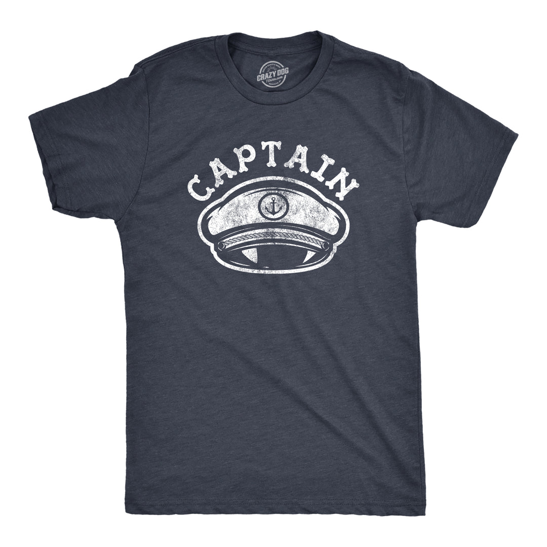 Funny Heather Navy Captain Hat Mens T Shirt Nerdy Vacation Tee