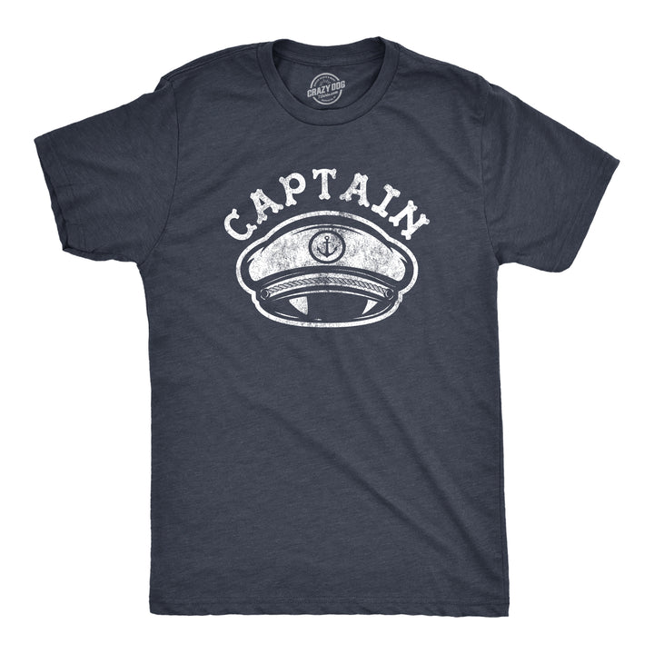 Funny Heather Navy Captain Hat Mens T Shirt Nerdy Vacation Tee