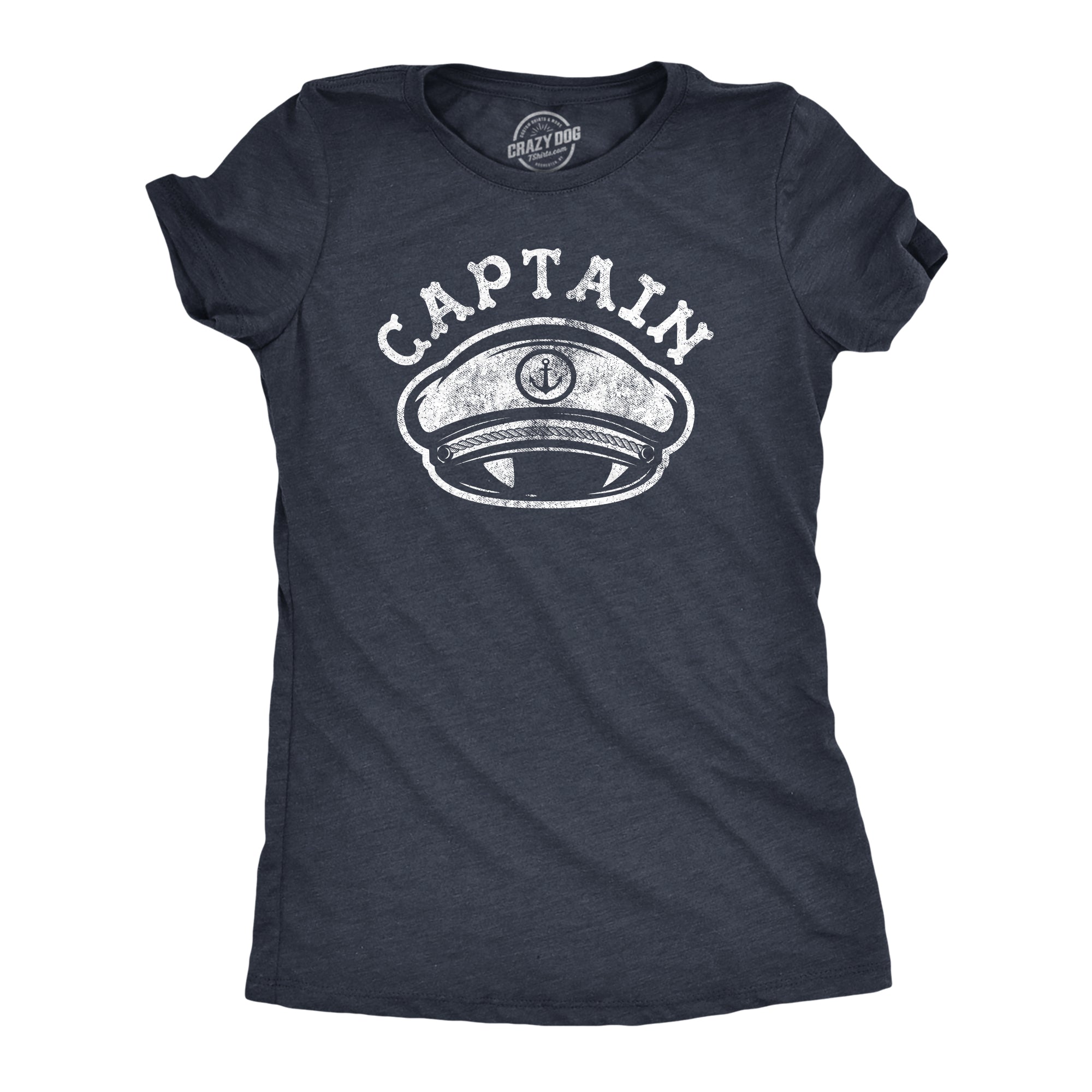 Funny Heather Navy - Captain Hat Captain Hat Womens T Shirt Nerdy Vacation Tee
