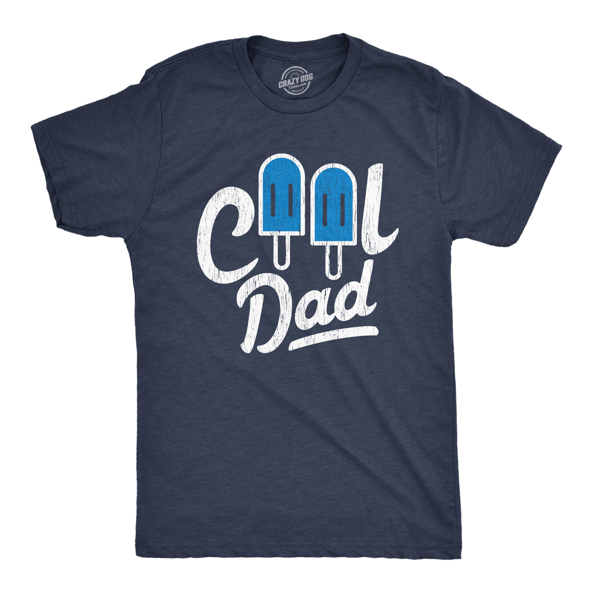 Funny Heather Navy Cool Dad Popsicle Mens T Shirt Nerdy Father&#39;s Day Tee