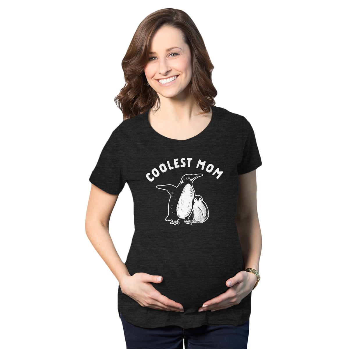 Funny Heather Black Coolest Mom Maternity T Shirt Nerdy Mother&#39;s Day Animal Tee