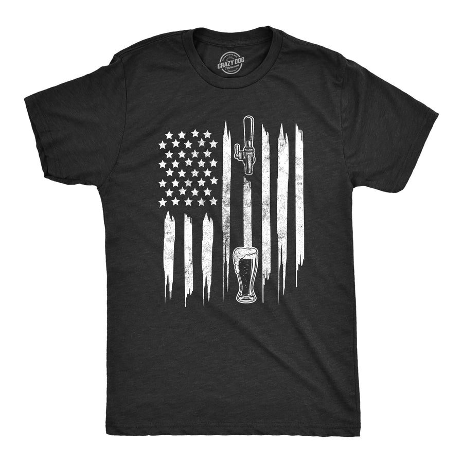 Funny Heather Black Craft Beer Flag Mens T Shirt Nerdy Fourth Of July Beer Tee