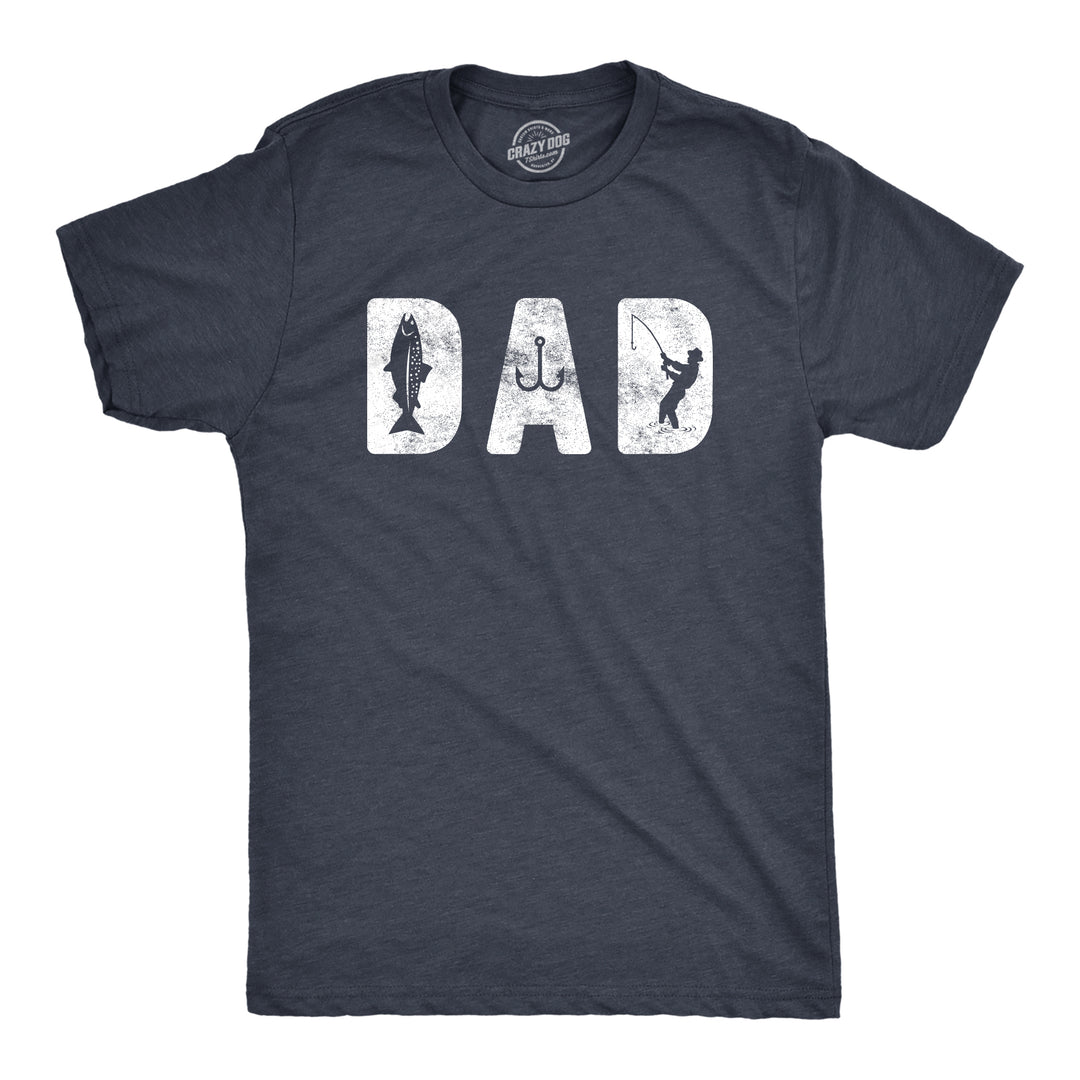 Funny Heather Navy - Dad Dad Fishing Mens T Shirt Nerdy Father's Day Fishing Tee