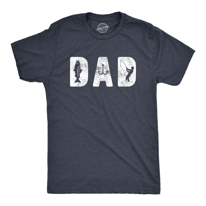 Funny Heather Navy - Dad Dad Fishing Mens T Shirt Nerdy Father's Day Fishing Tee