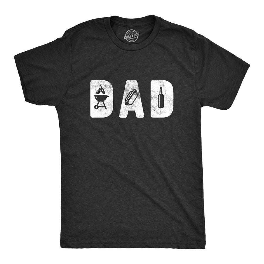 Funny Heather Black Dad Grill Mens T Shirt Nerdy Father's Day Food Tee