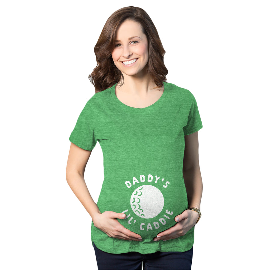 Funny Green Daddy's Lil' Caddie Maternity T Shirt Nerdy Golf Tee