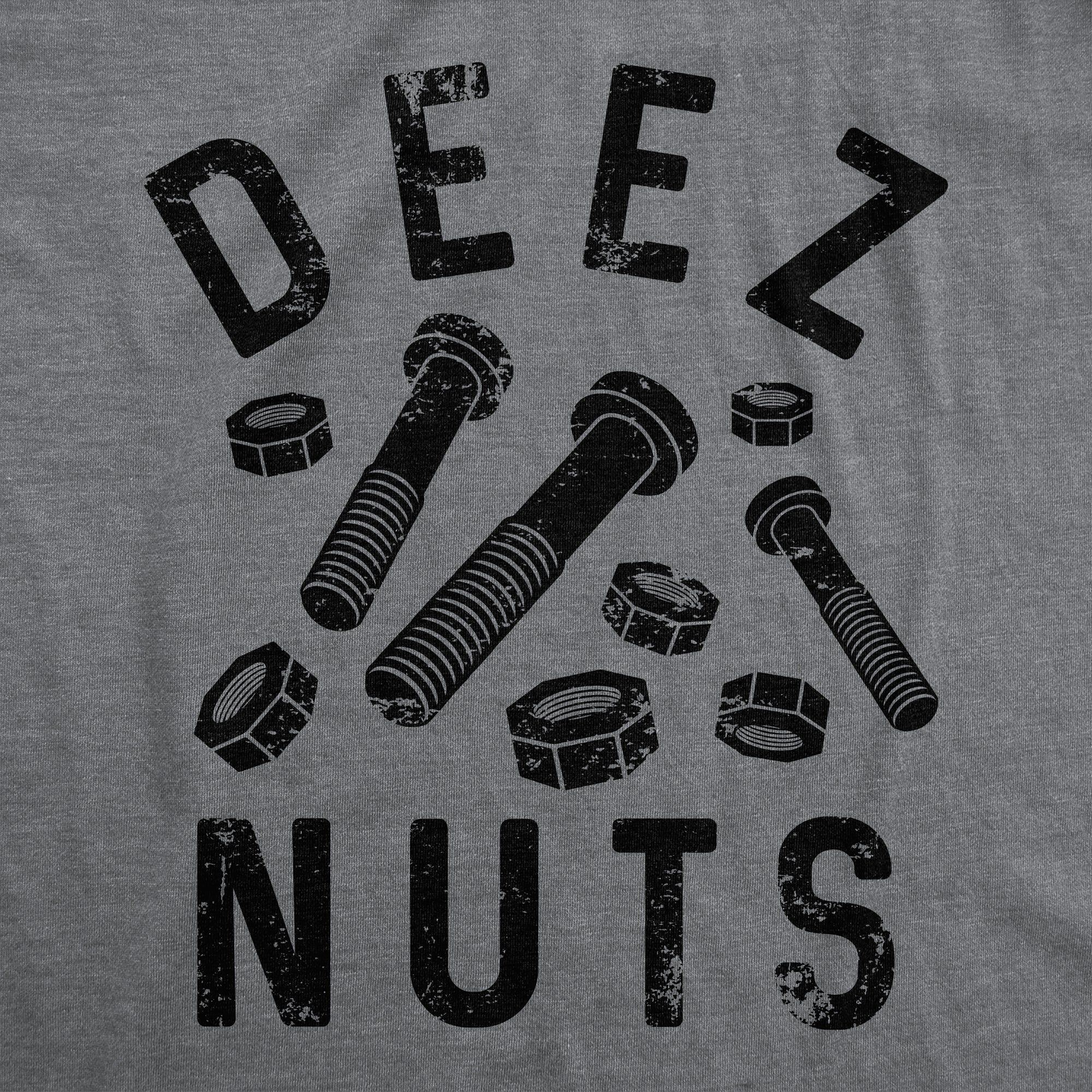 Funny Dark Heather Grey Deez Nuts (And Bolts) Mens T Shirt Nerdy Father's Day Tee