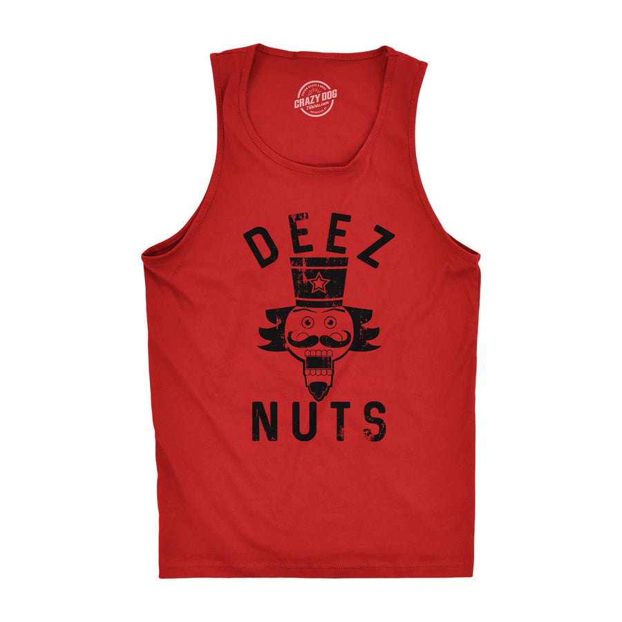 Funny Red Deez Nuts Mens Tank Top Nerdy Christmas Tee