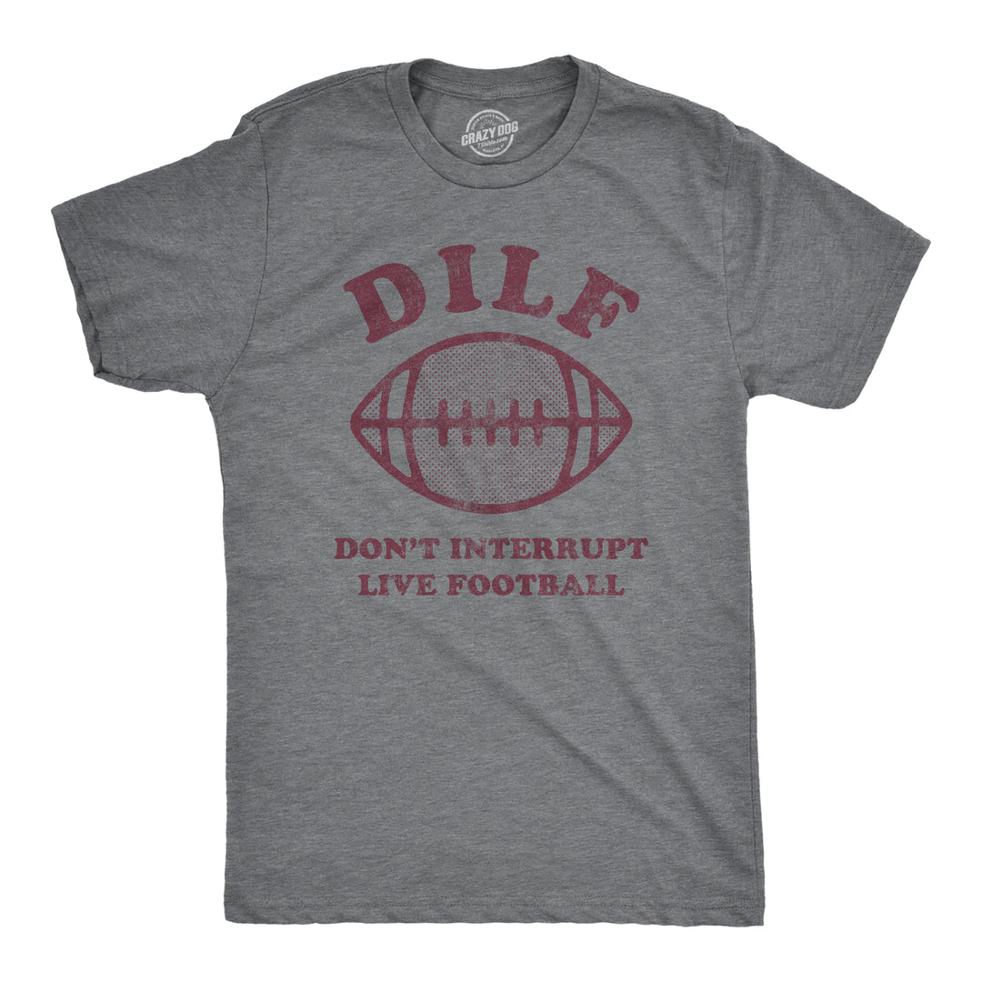 Funny Dark Heather Grey DILF Don't Interrupt Live Football Mens T Shirt Nerdy Football Tee