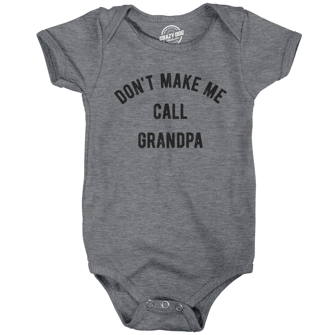 Funny Dark Heather Grey Don't Make Me Call Grandpa Onesie Nerdy Grandfather Tee