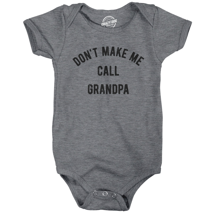 Funny Dark Heather Grey Don't Make Me Call Grandpa Onesie Nerdy Grandfather Tee
