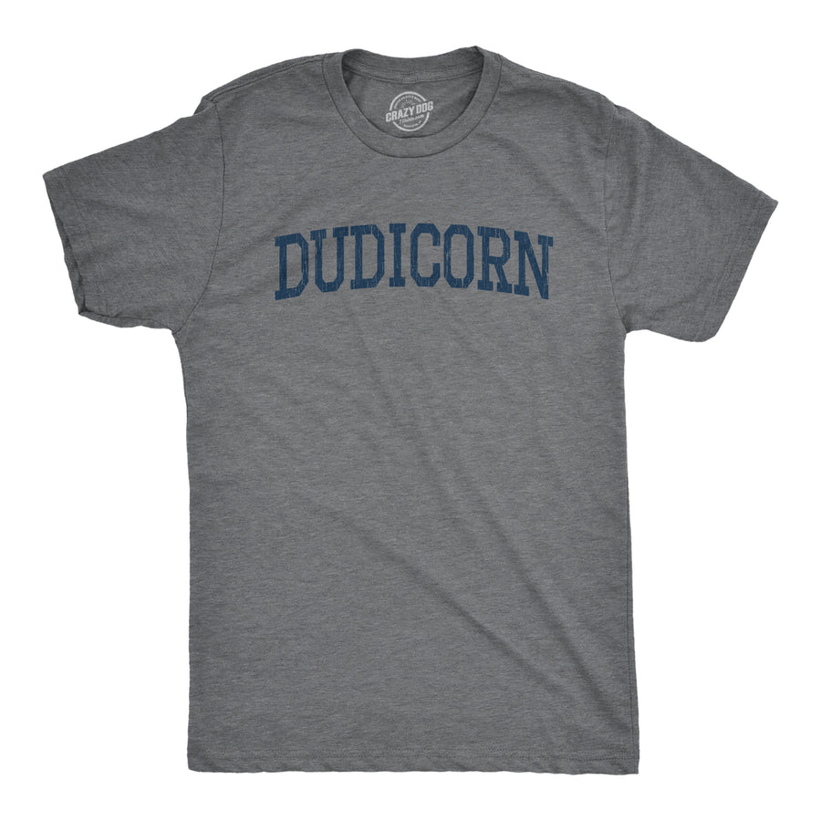 Funny Dark Heather Grey Dudicorn Mens T Shirt Nerdy Unicorn Tee