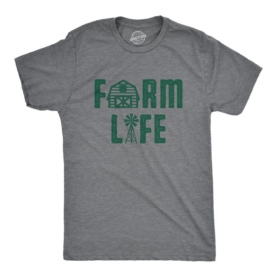 Funny Dark Heather Grey Farm Life Mens T Shirt Nerdy Sarcastic Tee