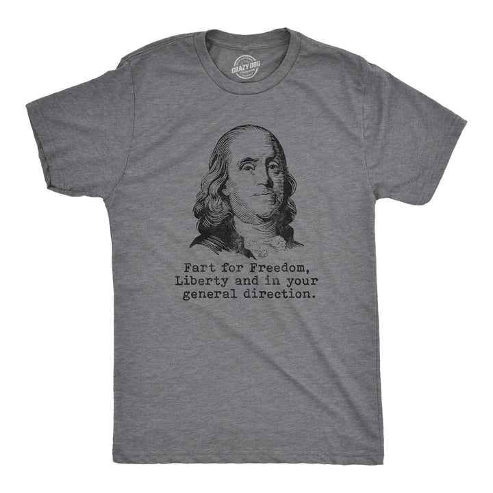 Funny Dark Heather Grey Fart For Freedom Mens T Shirt Nerdy Fourth of July Toilet Tee
