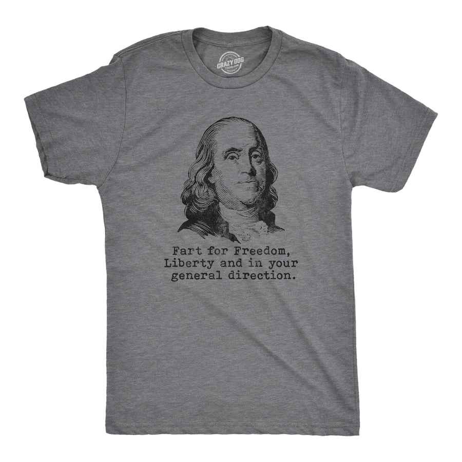 Funny Dark Heather Grey Fart For Freedom Mens T Shirt Nerdy Fourth of July Toilet Tee