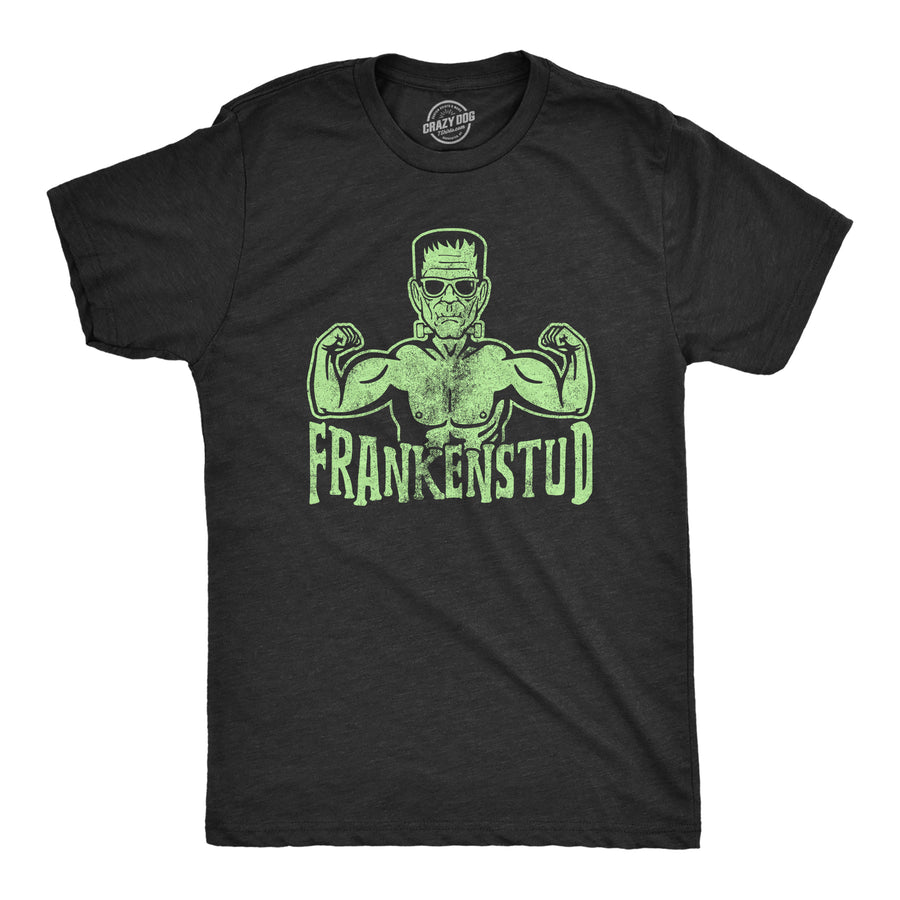 Funny Heather Black Frankenstud Mens T Shirt Nerdy Halloween Fitness Tee