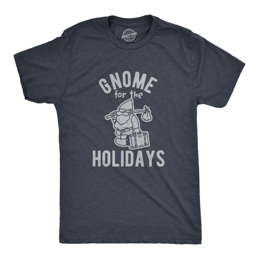 Funny Heather Navy Gnome For The Holidays Mens T Shirt Nerdy Christmas Tee