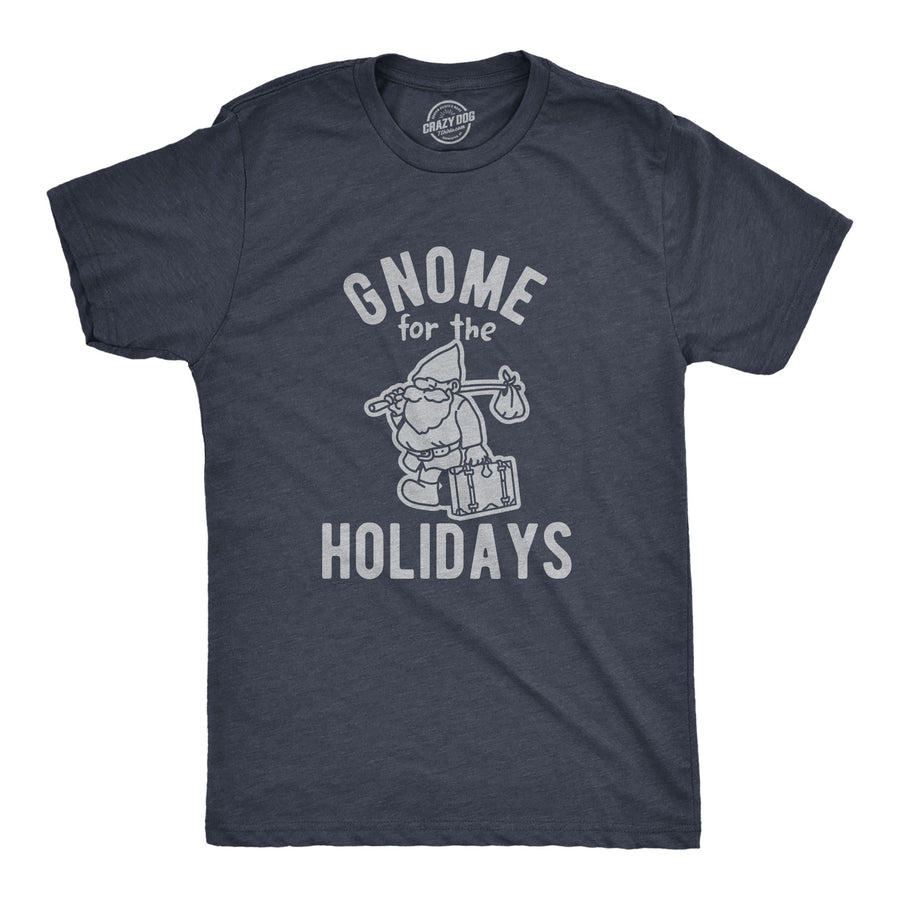 Funny Heather Navy Gnome For The Holidays Mens T Shirt Nerdy Christmas Tee