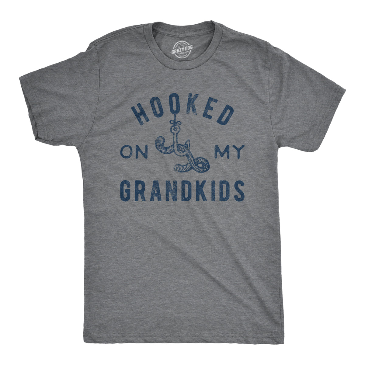 Funny Dark Heather Grey - Hooked Grandkids Hooked On My Grandkids Mens T Shirt Nerdy Father&#39;s Day Grandfather Fishing Tee