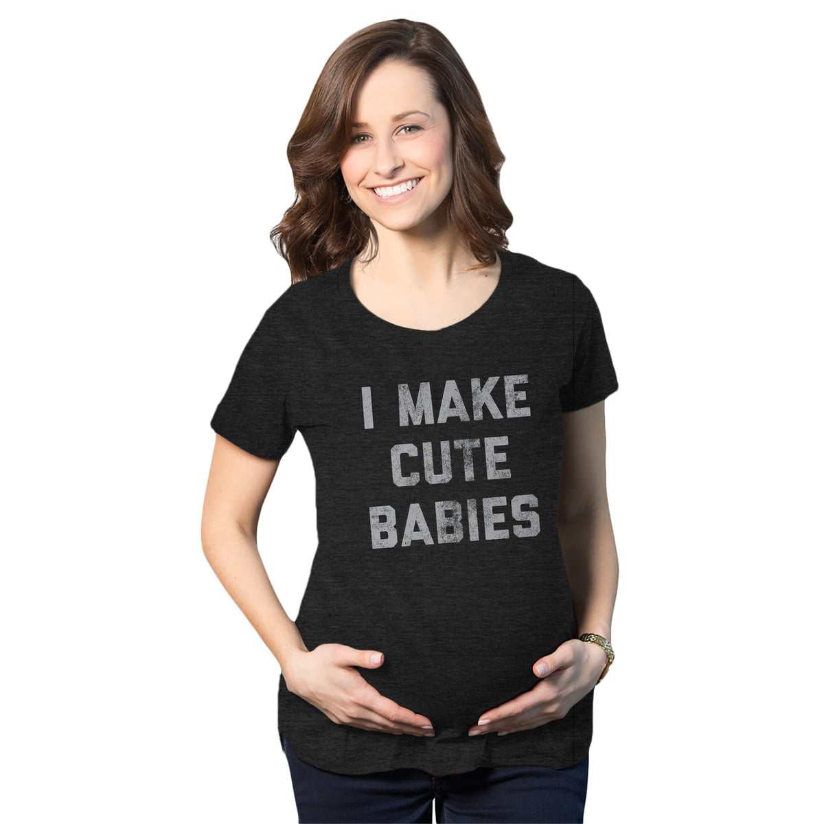 Funny Heather Black I Make Cute Babies Black Maternity T Shirt Nerdy Mother&#39;s Day Sex Tee