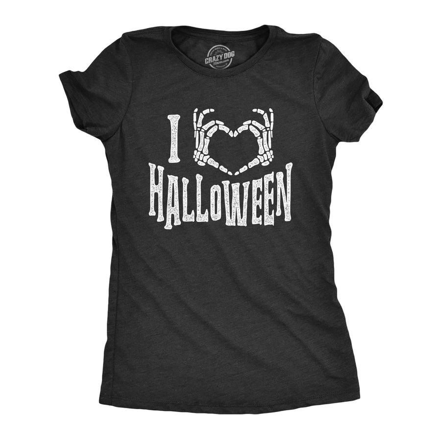 Funny Heather Black I Heart Halloween Womens T Shirt Nerdy Halloween Tee