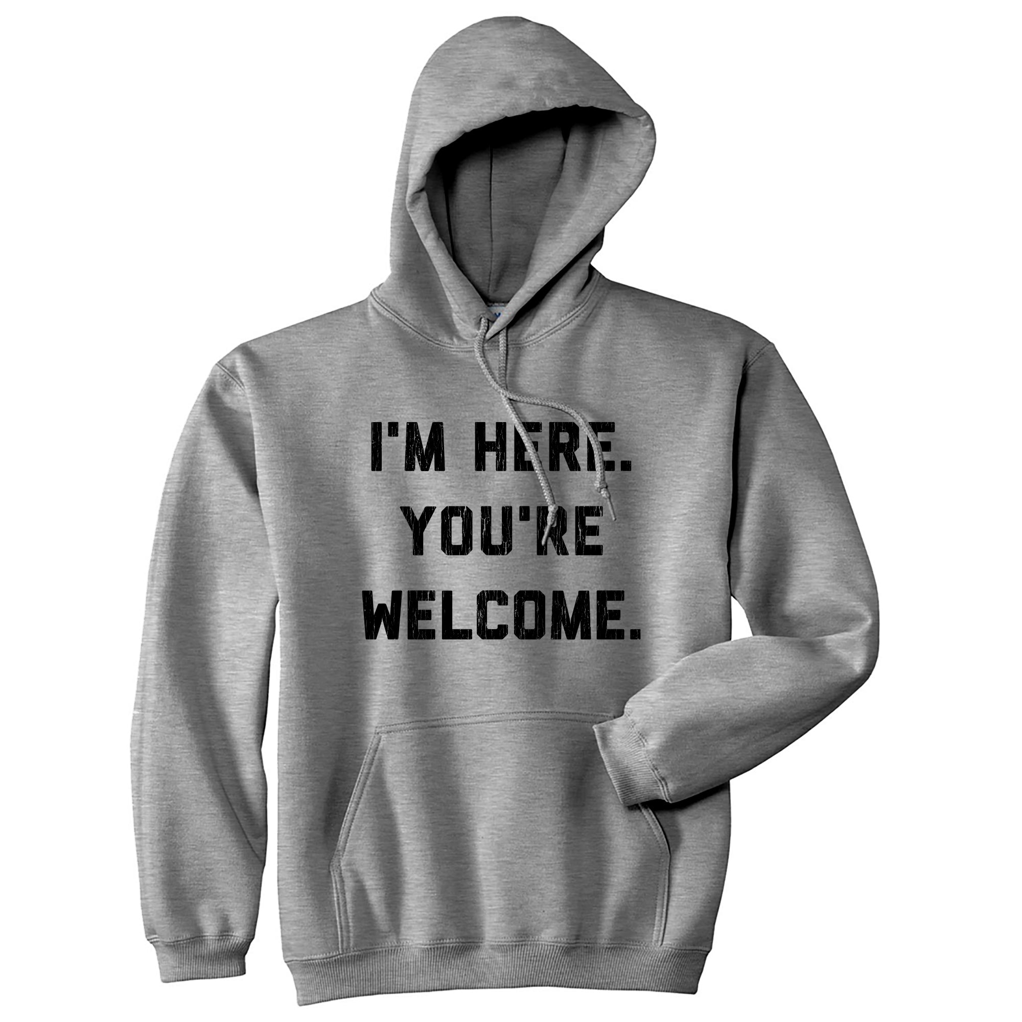 Funny Heather Grey - I'm Here I'm Here. You're Welcome. Hoodie Nerdy Sarcastic Introvert Tee