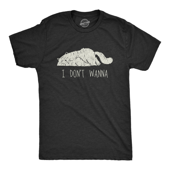 Funny Heather Black I Don’t Wanna Mens T Shirt Nerdy Cat Tee