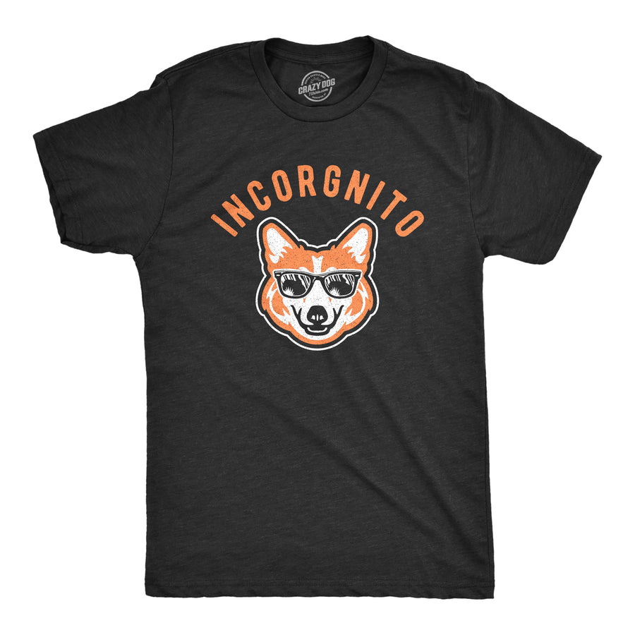 Funny Heather Black Incorgnito Mens T Shirt Nerdy Dog Tee