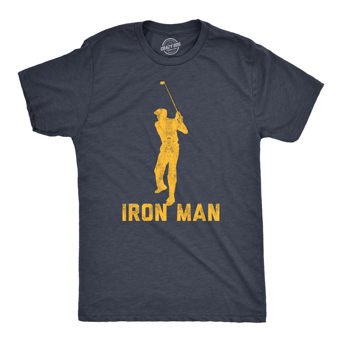 Funny Heather Navy - Iron Man Iron Man Mens T Shirt Nerdy Father&#39;s Day Golf TV &amp; Movies Tee