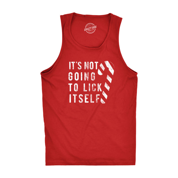 Funny Red It's Not Going To Lick Itself Mens Tank Top Nerdy Christmas Sex Tee