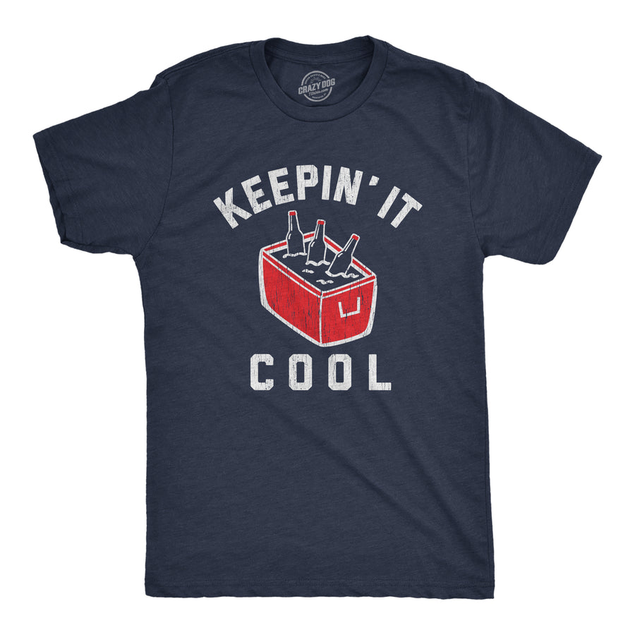 Funny Heather Navy Keepin' It Cool Mens T Shirt Nerdy Beer Tee
