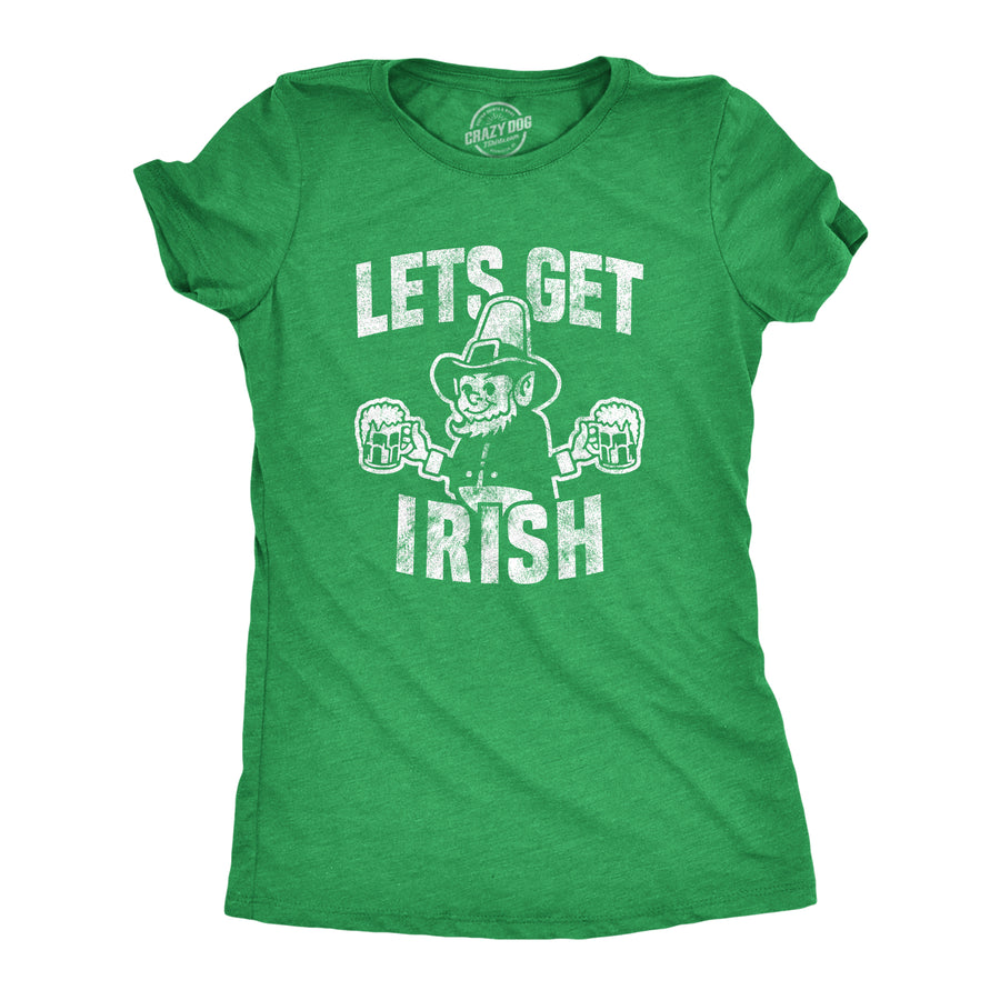 Funny Heather Green Let's Get Irish Womens T Shirt Nerdy Saint Patrick's Day Tee