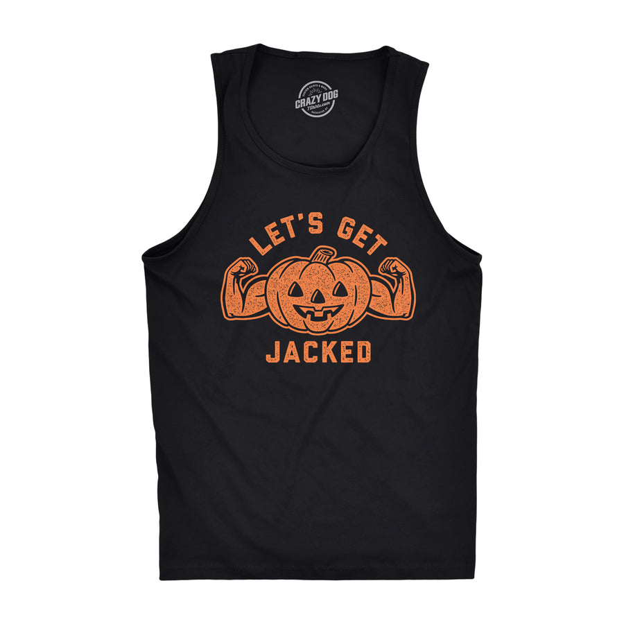 Funny Black - Get Jacked Let's Get Jacked Mens Tank Top Nerdy Halloween Fitness Tee